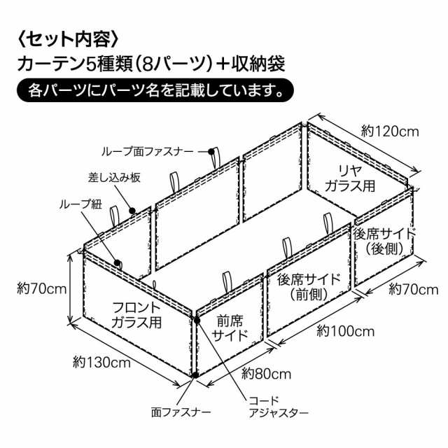 ボンフォーム(BONFORM) 車用カーテン 軽 収納袋付 普通車用・1台分