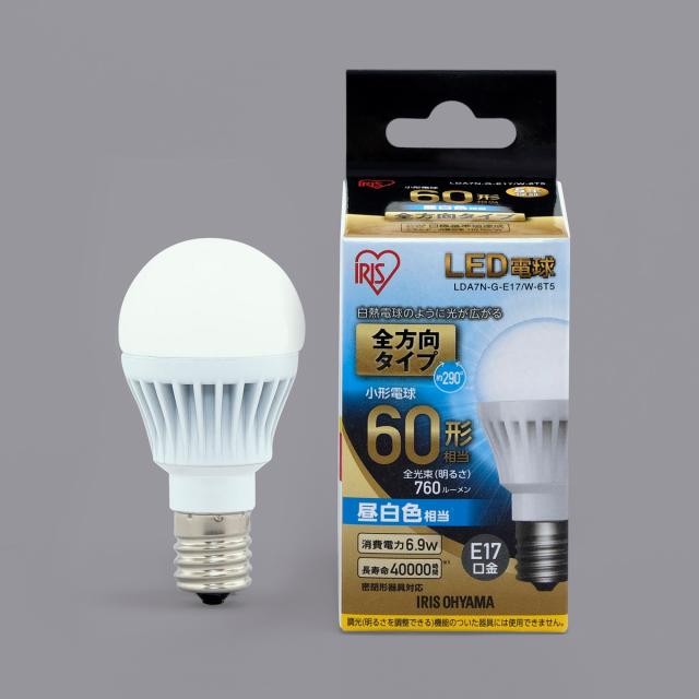 アイリスオーヤマ LDA7N-G-E17/W-6T5 LED電球 小型電球形 760lm（昼白色相当）IRIS OHYAMA ...