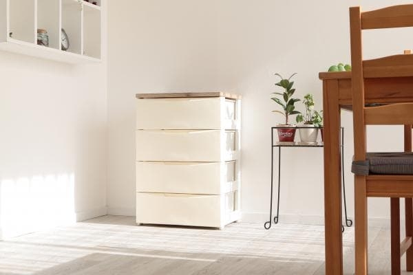 アイリスオーヤマ デザインウッドトップチェスト　4段(アイボリー・幅73×奥行42×高さ81cm) IRIS DW-724アイボリ-返品種別A_2