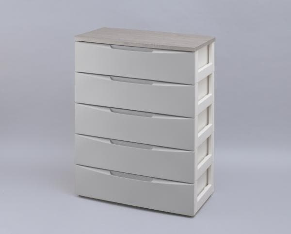 アイリスオーヤマ DW-725グレ- デザインウッドトップチェスト　5段(グレー・幅73×奥行42×高さ100cm)IRIS[DW725グレ] 返品種別A 11,928円