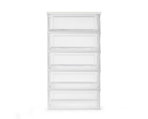 アイリスオーヤマ NSW-545WTホワイト/クリア ウッドトップチェスト(ホワイト/クリア)5段IRIS[NSW545WTホワイトクリア] 返品種別Aの通販は