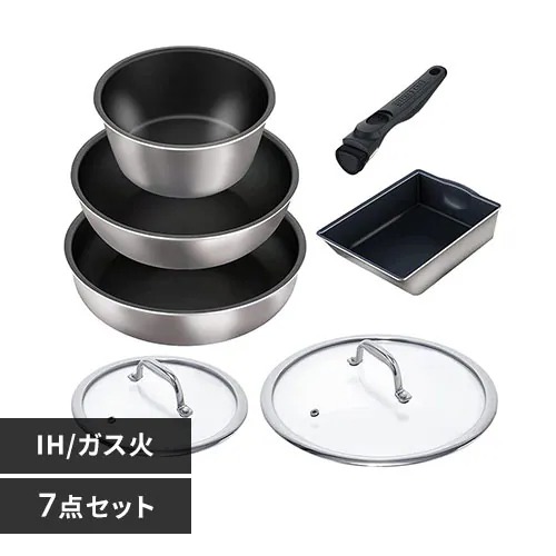 アイリスオーヤマ DG-S7Sシルバ- 【IH対応】 フライパン 7点セット　シルバーIRIS OHYAMA　ダイヤモンドグレイス[DGS7Sシルバ] 返品種別A