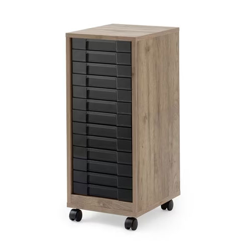 アイリスオーヤマ 木製フロアケース 浅型13段キャスター付き(アッシュブラウン/クリアブラック) IRIS MFE-7130アツシユBR/CBK返品種別A