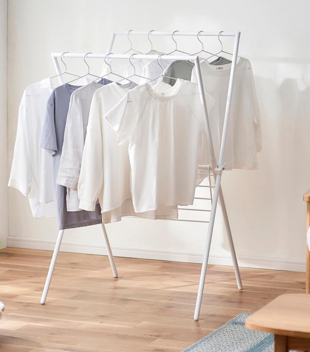 アイリスオーヤマ STMX-770ホワイト 簡単組立スタイル物干し(ホワイト・76×62×130cm)IRIS[STMX770ホワイト] 返品種別A