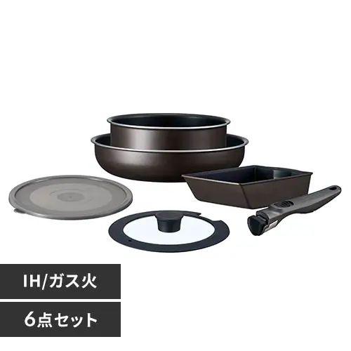 アイリスオーヤマ 【IH対応】フライパン　6点セット　グレイッシュブラウン EHDC-T6Sグレイツシユブラウン返品種別A
