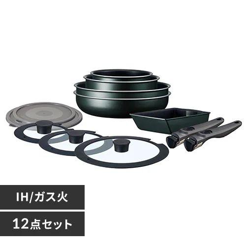 アイリスオーヤマ 【IH対応】フライパン　12点セット　ダークグリーン EHDC-T12Sダ-クグリ-ン返品種別A