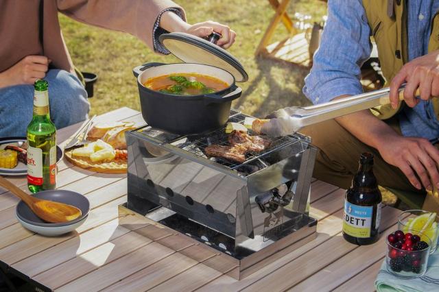 アイリスオーヤマ HUGEL(ヒューゲル) コンパクトBBQコンロ (幅31cm 1-2