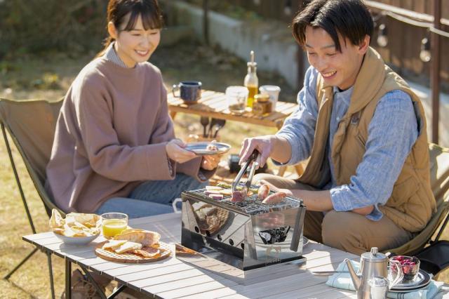 アイリスオーヤマ HUGEL(ヒューゲル) コンパクトBBQコンロ (幅31cm 1-2