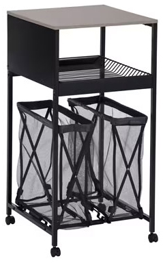 アイリスオーヤマ 天板付きランドリーワゴン ワイドタイプ バスケット付き(ブラック) IRIS TLAW-B420ブラツク返品種別A