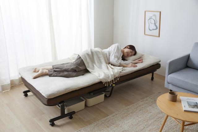 アイリスオーヤマ OTB-BRR 折りたたみベッド 幅945×奥行2000×高さ350mm（ブラウン）IRIS[OTBBRR] 返品種別A_11