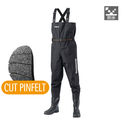 シマノ ハイパーウェーダー(チェストハイ・カットピンフェルトソール) Mサイズ(ブラック) SHIMANO FF-055T 667663返品種別A