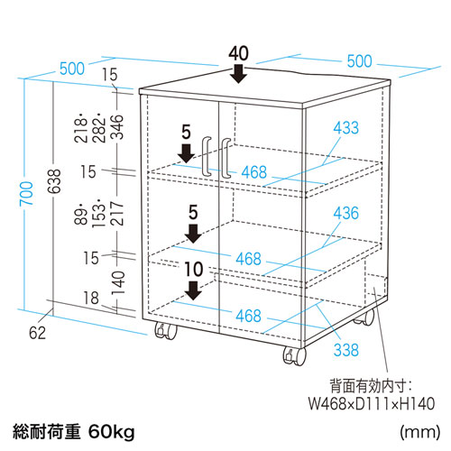 サンワサプライ LPS-119W 扉付きプリンタスタンド[LPS119W] 返品種別A