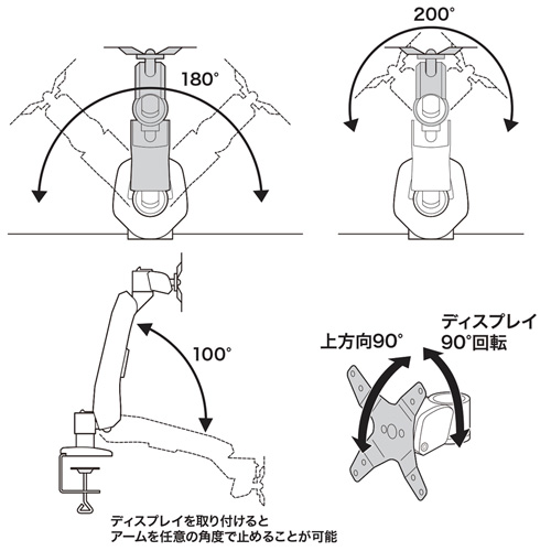 サンワサプライ CR-LA1005N 垂直液晶モニターアーム（机用・垂直）[CRLA1005N] 返品種別A_7