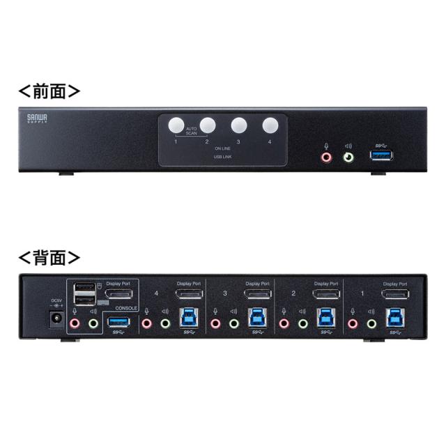 サンワサプライ SW-KVM4HDPU DisplayPort対応パソコン自動切替器(4:1)[SWKVM4HDPU] 返品種別A_7
