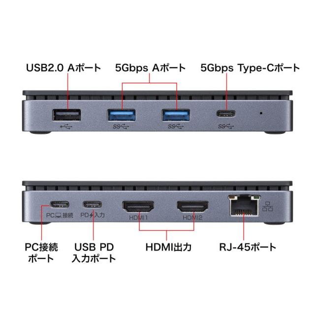 サンワサプライ USB-CVDK15 USB Type-Cドッキングステーション（HDMI×2画面出力対応）[USBCVDK15] 返品種別A_1