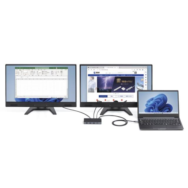 サンワサプライ USB-CVDK15 USB Type-Cドッキングステーション（HDMI×2画面出力対応）[USBCVDK15] 返品種別A_13