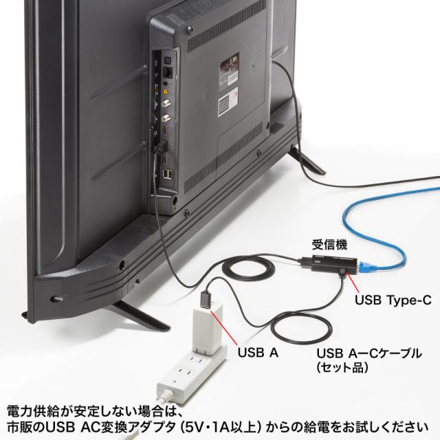 サンワサプライ VGA-EXHDC USB Type C-HDMI変換エクステンダー(4K対応）[VGAEXHDC] 返品種別A_14
