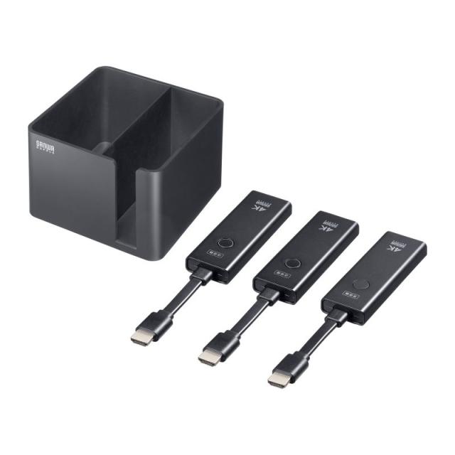 サンワサプライ VGA-EXWHD12SET 4K対応ワイヤレスHDMIエクステンダー（HDMI送信機2台・収納BOXセット）[VGAEXWHD12SET] 返品種別A