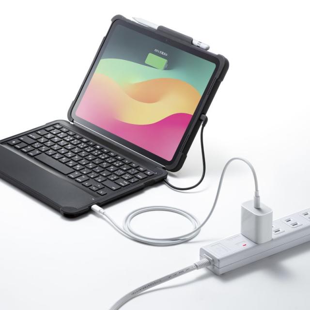 サンワサプライ 10.9インチ iPad（第10世代）専用ケース付きキーボード タイプCケーブル接続 英語配列78キー  SKB-IP6BK返品種別A_12