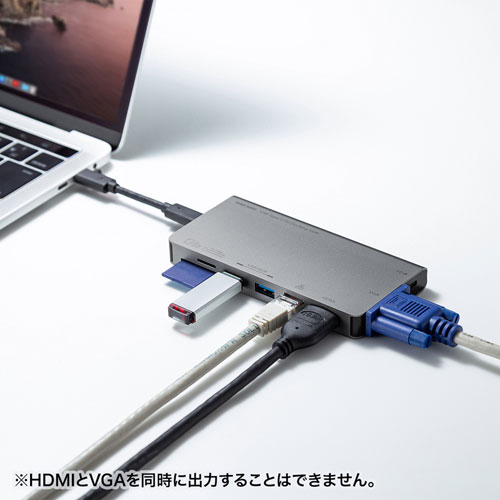 サンワサプライ USB-3TCH13S2 USB Type-C ドッキングハブ(カードリーダー付き)[USB3TCH13S2] 返品種別A_2