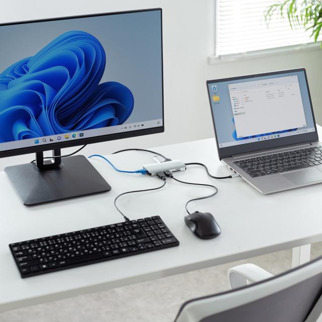 サンワサプライ USB-DKM11S USB Type-C 7in1 ドッキングステーション（HDMI・USB A・LAN・カードリーダー）[USBDKM11S] 返品種別A_3