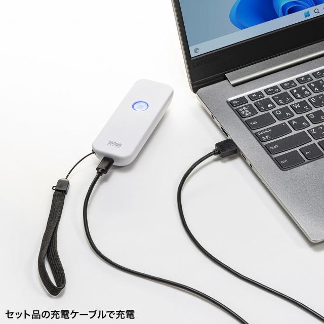 サンワサプライ BCR-BT1D8W Bluetooth 1次元バーコードリーダー[BCRBT1D8W] 返品種別A