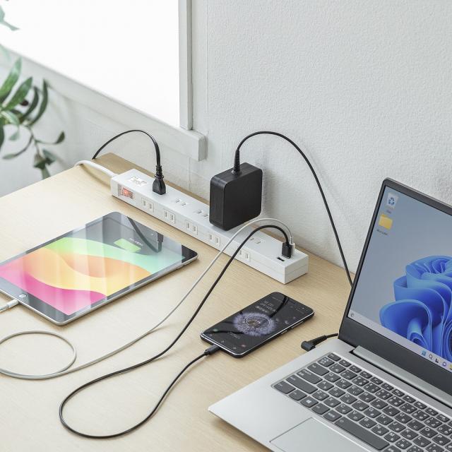 サンワサプライ TAP-SP2110NUC-1W 雷タップ 10個口＋USB-A＋Type-C（PD20W）ホワイト・1m[TAPSP2110NUC1W] 返品種別Aの通販は