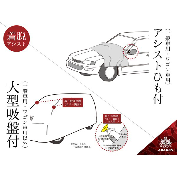 アラデン A-UK16 防炎裏起毛ボディーカバー  適合車種：ヤリスクロス、ノート他ARADEN[AUK16] 返品種別B_8