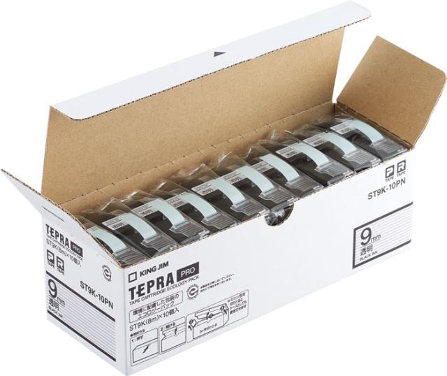 キングジム ST9K-10PN テプラPRO・エコパック 透明/黒文字 9mm（10個入り）[ST9K10PN] 返品種別A