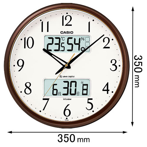 カシオ 温湿度計付 電波掛け時計（茶色） ITM-650J-5JF[ITM650J5JF] 返品種別A