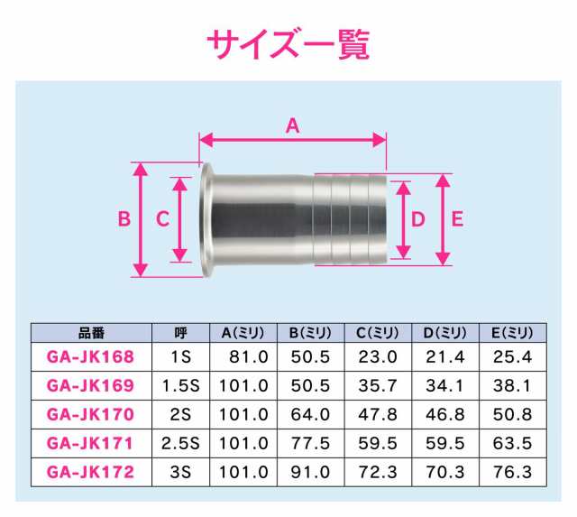 GAONA GA-JK172 ヘルールホースアダプター 3S ヘルール継手 SUS304