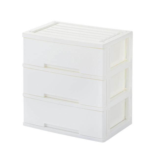 オビタス 3810199-OVITAS 多段プラスチックケース ニューライフワイド3段（ナチュラルホワイト）[3810199OVITAS] 返品種別A