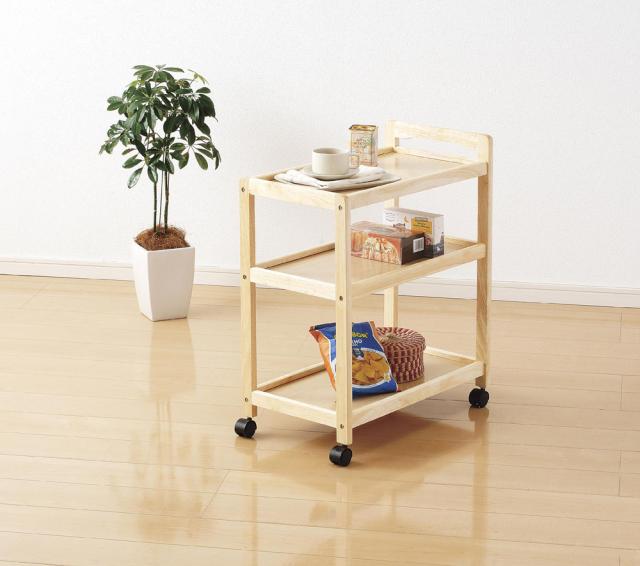 パール金属 N-7801(パ-ル) 木製ワゴン 3段 (ナチュラル)[N7801パル] 返品種別A