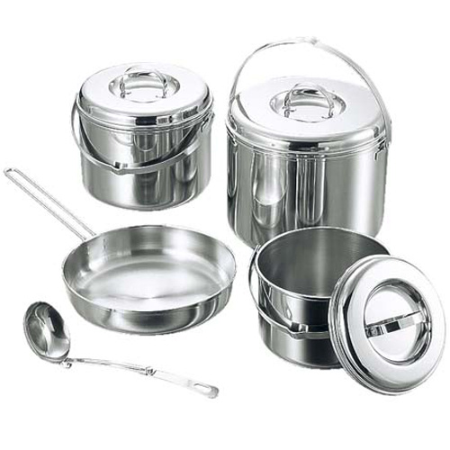 キャプテンスタッグ M-8601 3層鋼キャンピングクッカーLセット＜バッグ付＞[M8601キヤプテンスタツグ] 返品種別A