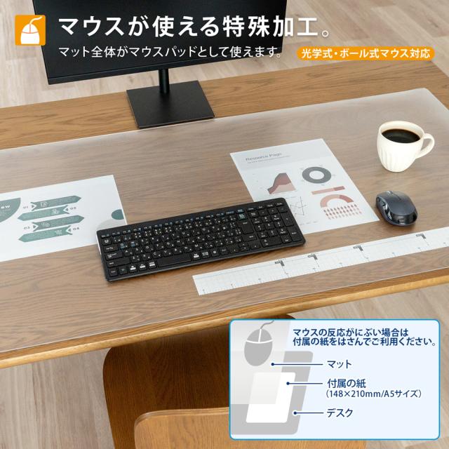 プラス DM-126MS(41343) 斜めカット デスクマット 透明 半光沢 マウス対応 軟質（126）[DM126MS41343] 返品種別A_2