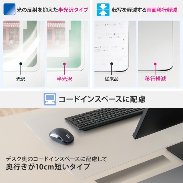 プラス DM-126MS(41343) 斜めカット デスクマット 透明 半光沢 マウス対応 軟質（126）[DM126MS41343] 返品種別A_3