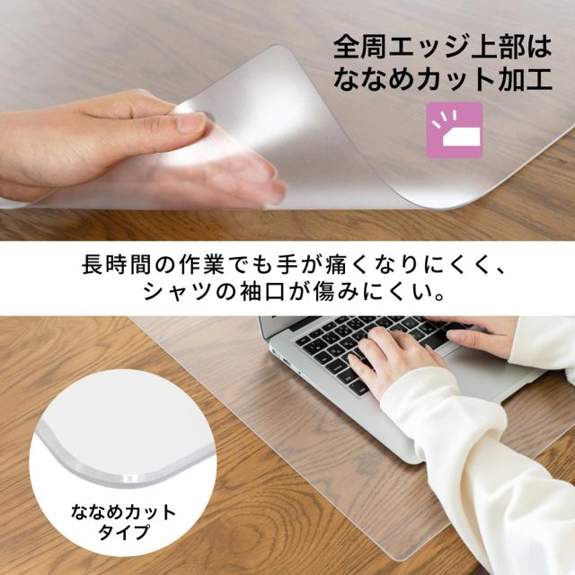 プラス DM-126MS(41343) 斜めカット デスクマット 透明 半光沢 マウス対応 軟質（126）[DM126MS41343] 返品種別A_4