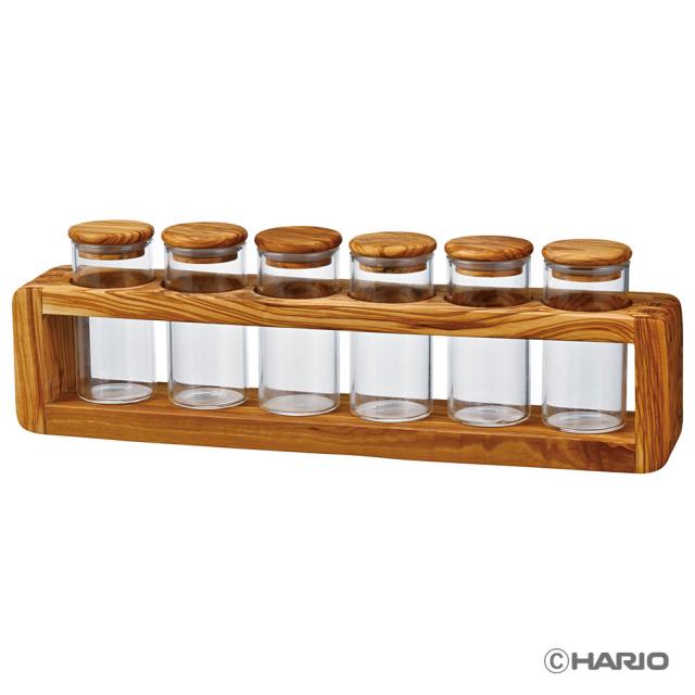 ハリオ 調味料入れ ハリオ オリーブウッドシリーズ オリーブウッドスパイスストッカ—6個セット HARIO SPS-6-OV(ハリオ)返品種別A