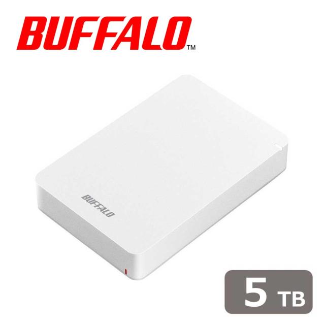 バッファロー(BUFFALO) HD-PGF5.0U3-GWHA(ホワイト) 5TB + ノートン 360 デラックス 同時購入1年版 バッファロー BUFFALO USB3.1(Gen.1)対応 耐衝撃ポータブルHDD 5TB