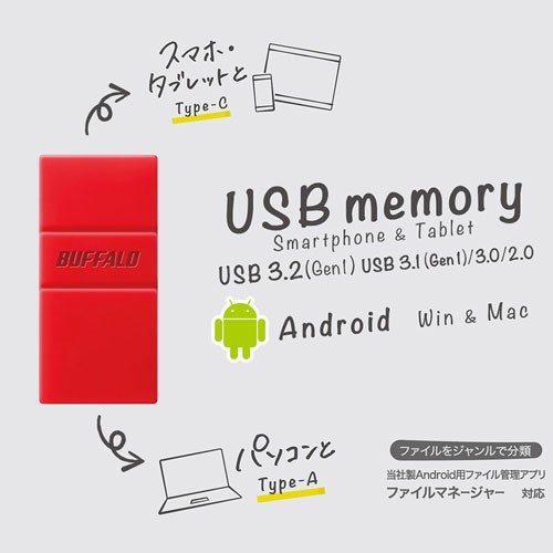 BUFFALO （バッファロー） RUF3-AC64G-GY USB3.2 Gen1対応 フラッシュメモリ  64GB（グレー）RUF3-ACシリーズ[RUF3AC64GGY] 返品種別B｜au PAY マーケット