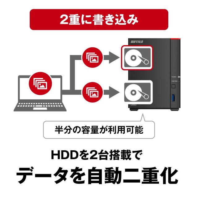 BUFFALOハードディスクNAS  LS720D0802　4TB×2　8TB LS720D0802 : ネットワーク対応HDD(NAS) | バッファロー