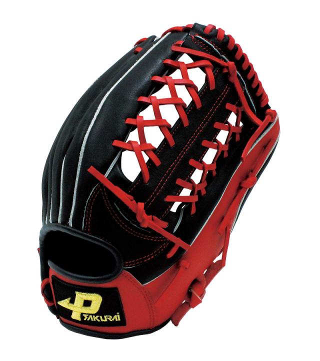 サクライ貿易 3号用ソフトボールグラブ（ブラック×レッドオレンジ・サイズ：L） PGS-3153(N21)返品種別A