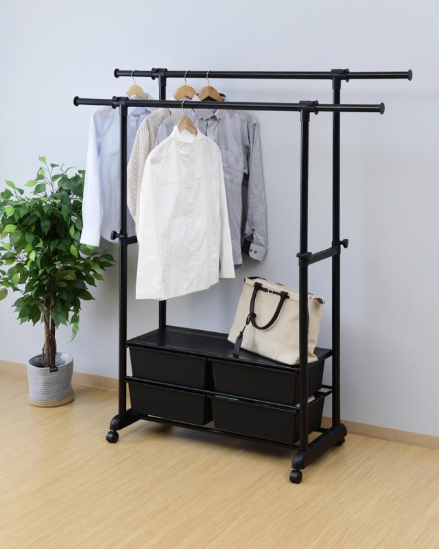 YAMAZEN 用だんす付ハンガー仕合わせ これ1つに御召しものをオールはたご屋！ ！  ダブル(マットフラック) T4HH-WS-MBK返品カテゴリー化A