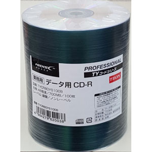 HIDISC TYCR80YS100B データ用CD-R［48倍速対応 /700MB /100枚］ハイディスク[TYCR80YS100B] 返品種別A