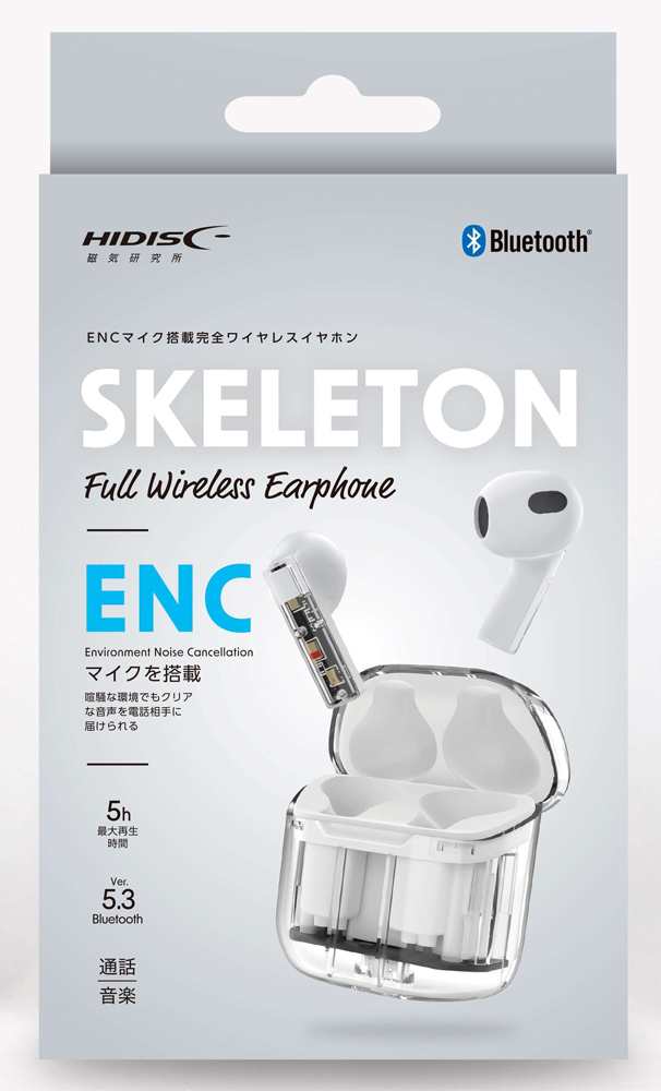 HIDISC HD-BTCLA06WH ENCマイク搭載 完全ワイヤレスBluetoothイヤホン