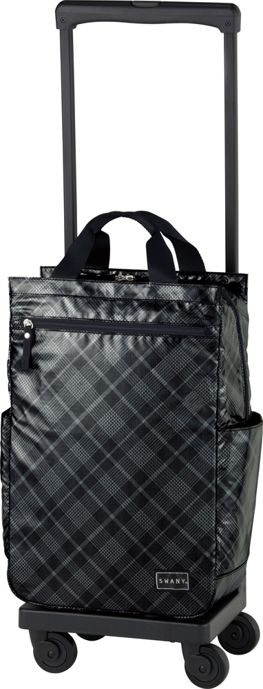 【美品 状態良好】SWANY 4輪 ソフトキャリー シルバーチェック 軽量 M 美品 状態良好】SWANY 4輪 ソフトキャリー シルバーチェック 軽量 M 美