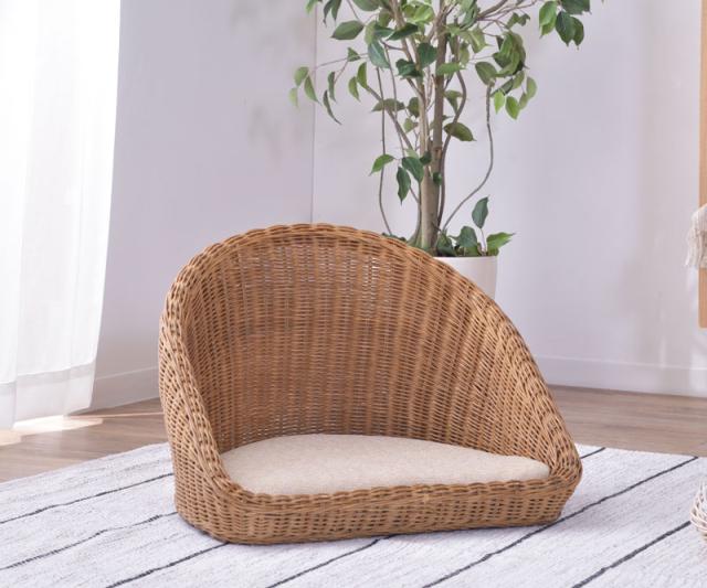 東谷 NRS-425BR ラタン フロアチェア(ブラウン・幅53×奥行49×高さ38cm)[NRS425BR] 返品種別A
