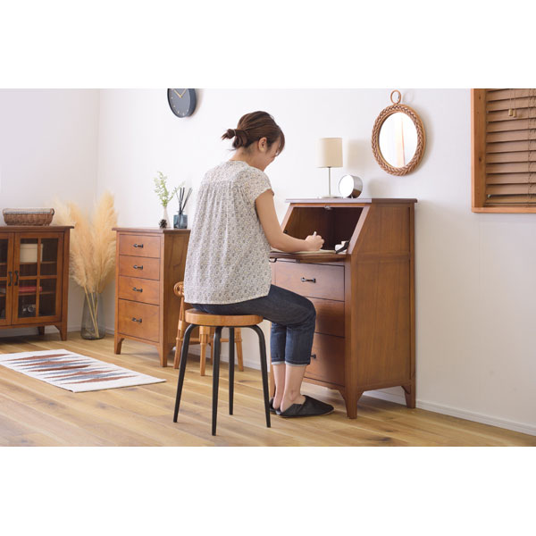東谷 PM-317 ティンバー ライティングチェスト(幅60×奥行40×高さ92cm・ブラウン)[PM317アズマヤ] 返品種別A_4