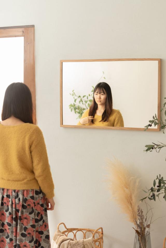 東谷 MTK-311NA ウォールミラー(ナチュラル・幅58×奥行3.5×高さ88cm)[MTK311NA] 返品種別A
