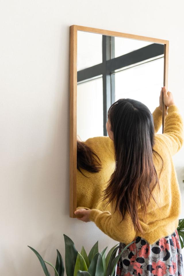 東谷 MTK-311NA ウォールミラー(ナチュラル・幅58×奥行3.5×高さ88cm)[MTK311NA] 返品種別A